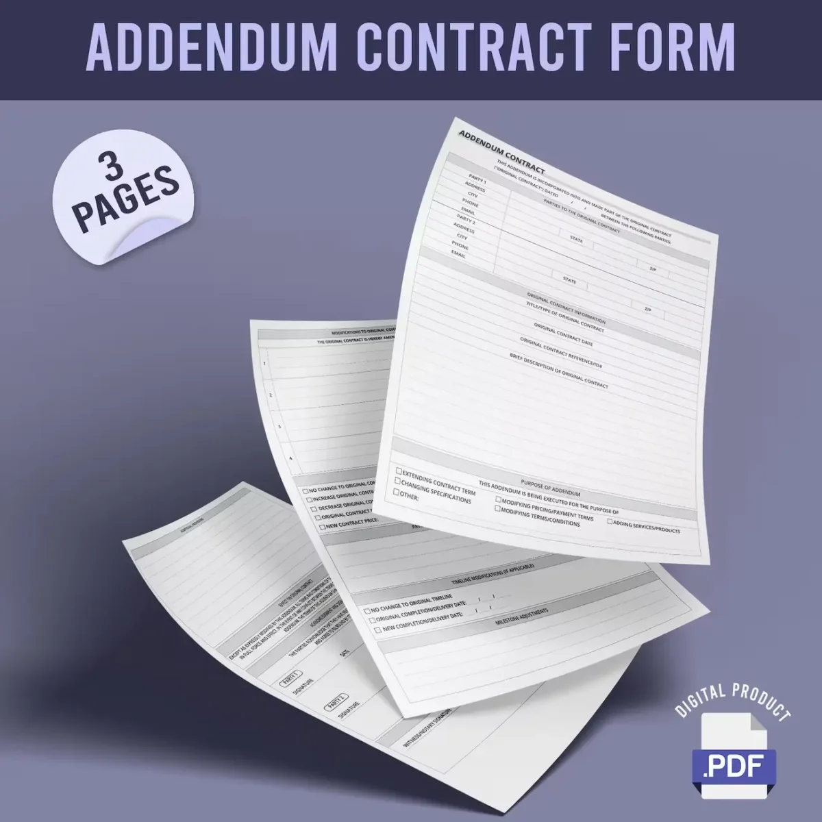 Addendum Contract Form - Image 1