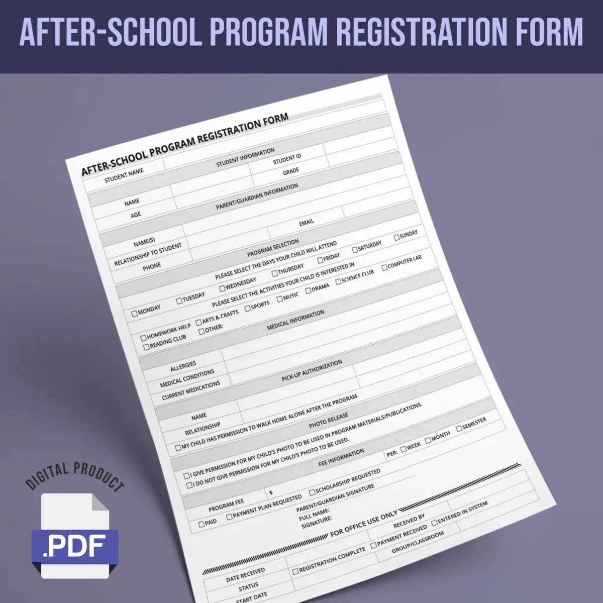 After-School Program Registration Form - Image 1