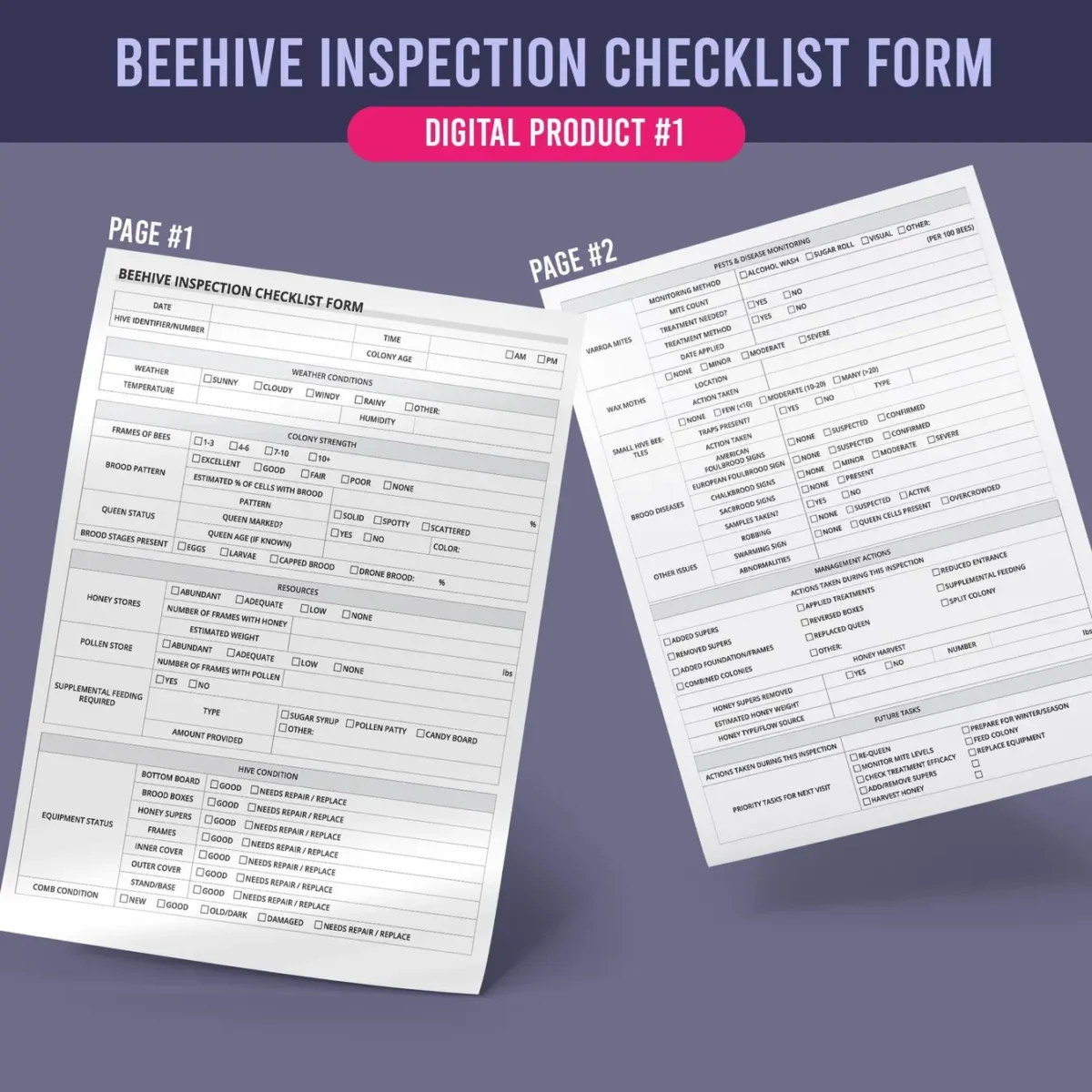 Beehive Inspection Report & Checklist Form - Image 2