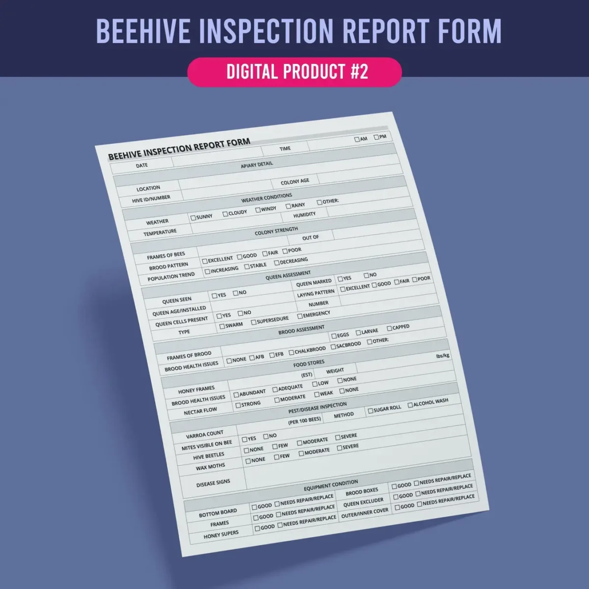 Beehive Inspection Report & Checklist Form - Image 3