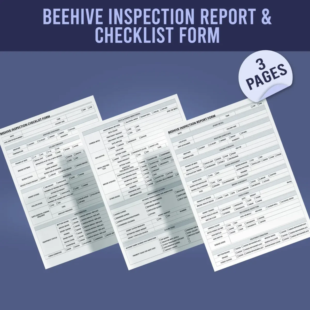 Beehive Inspection Report & Checklist Form - Image 1