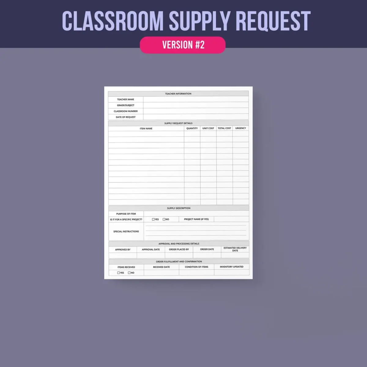 Classroom Supply Request Form - Image 3
