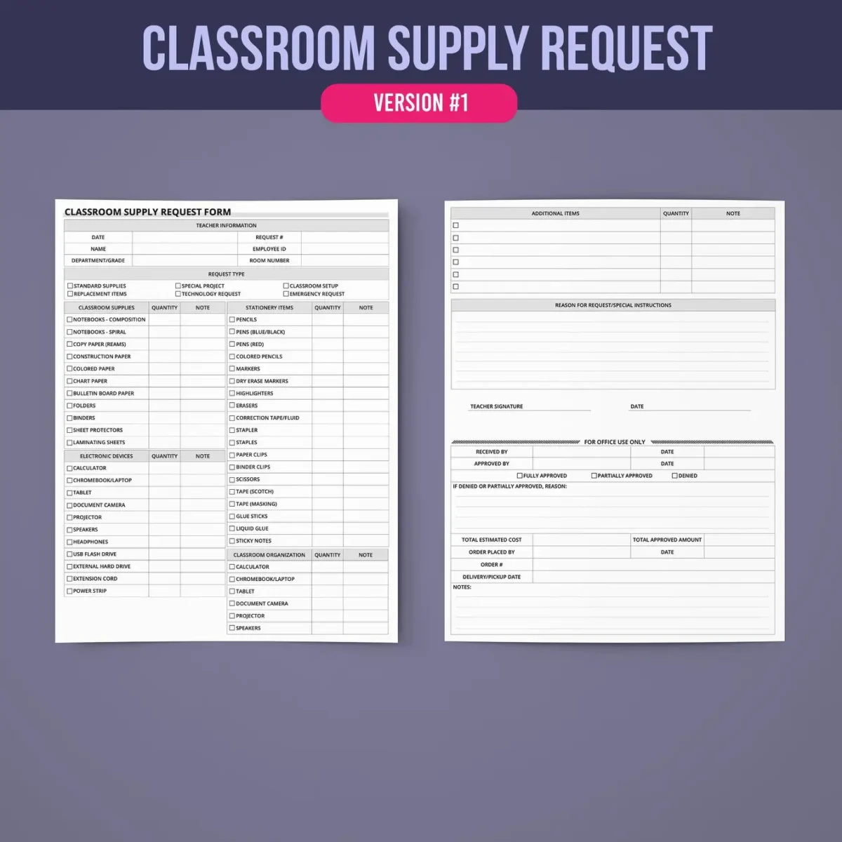 Classroom Supply Request Form - Image 2