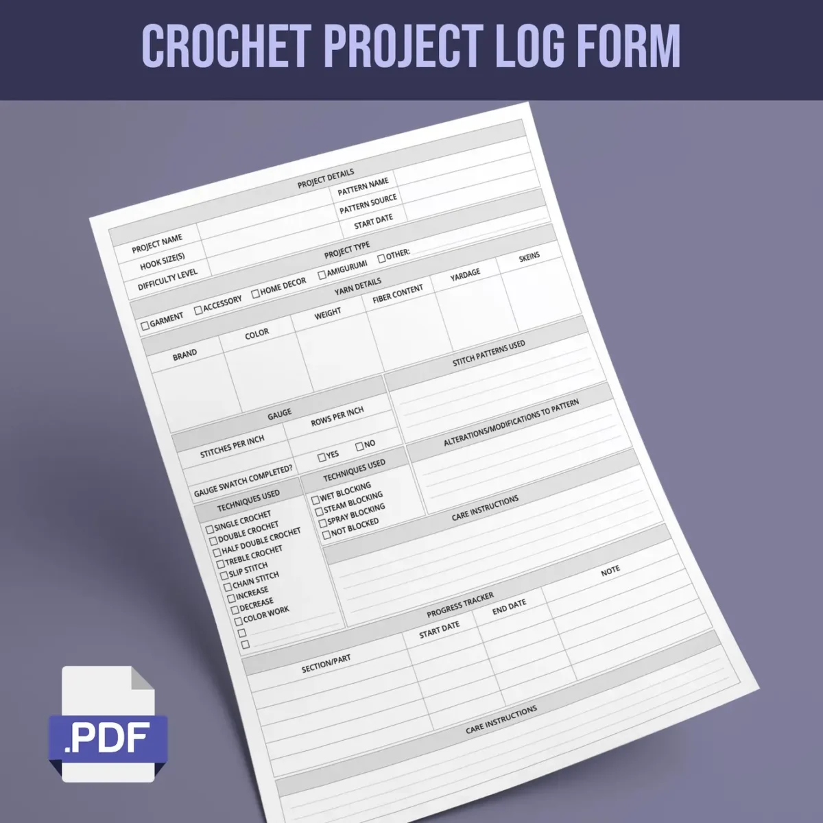 Crochet Project Log Form - Image 1