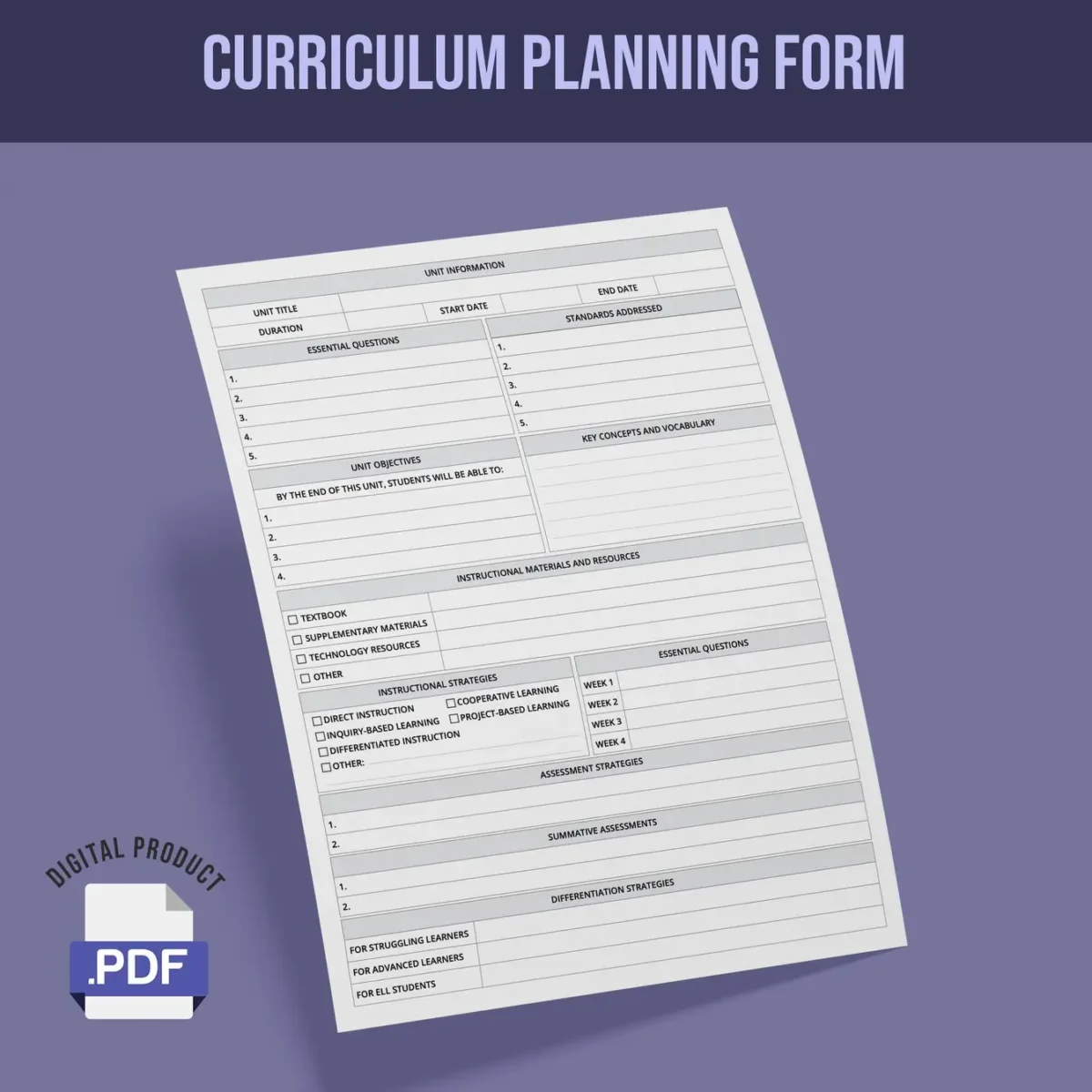 Curriculum Planning Form - Image 1