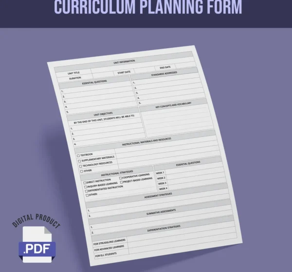 Curriculum Planning Form