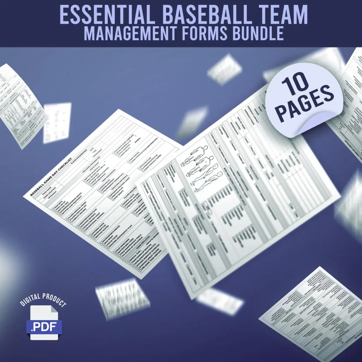 Essential Baseball Team Management Forms Bundle (8 Printable PDF) - Image 1