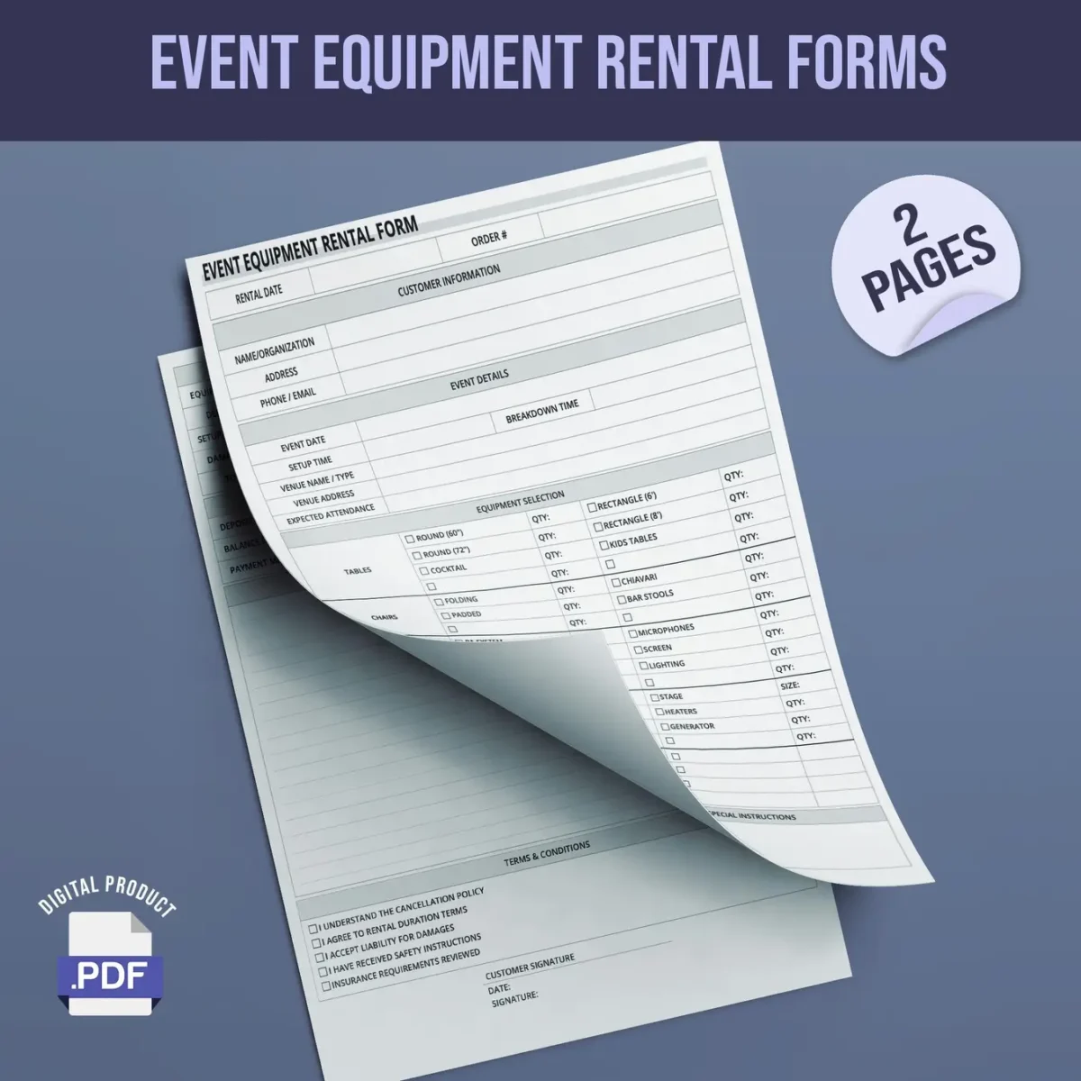 Event Equipment Rental Forms - Image 1