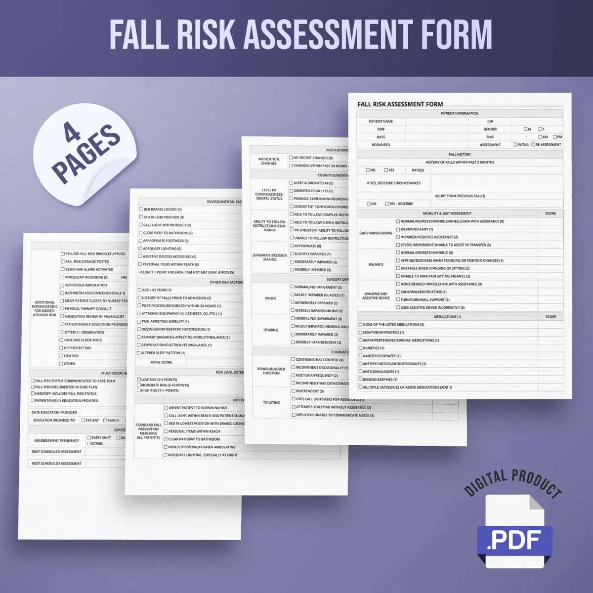 Fall Risk Assessment Form - Image 1