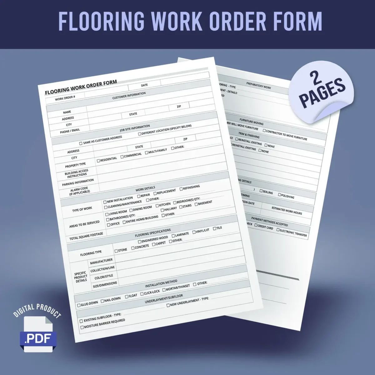 Flooring Work Order Form - Image 1