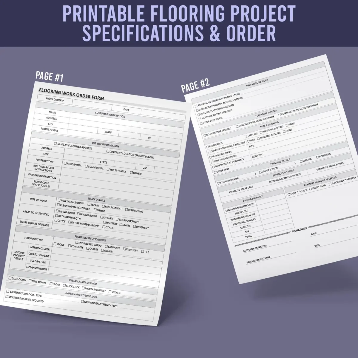 Flooring Work Order Form - Image 2