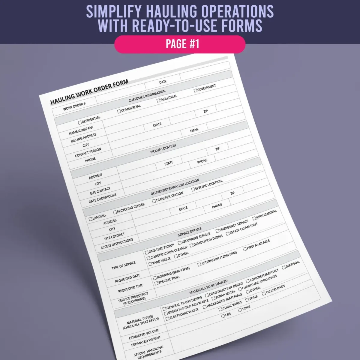 Hauling Work Order Form - Image 2