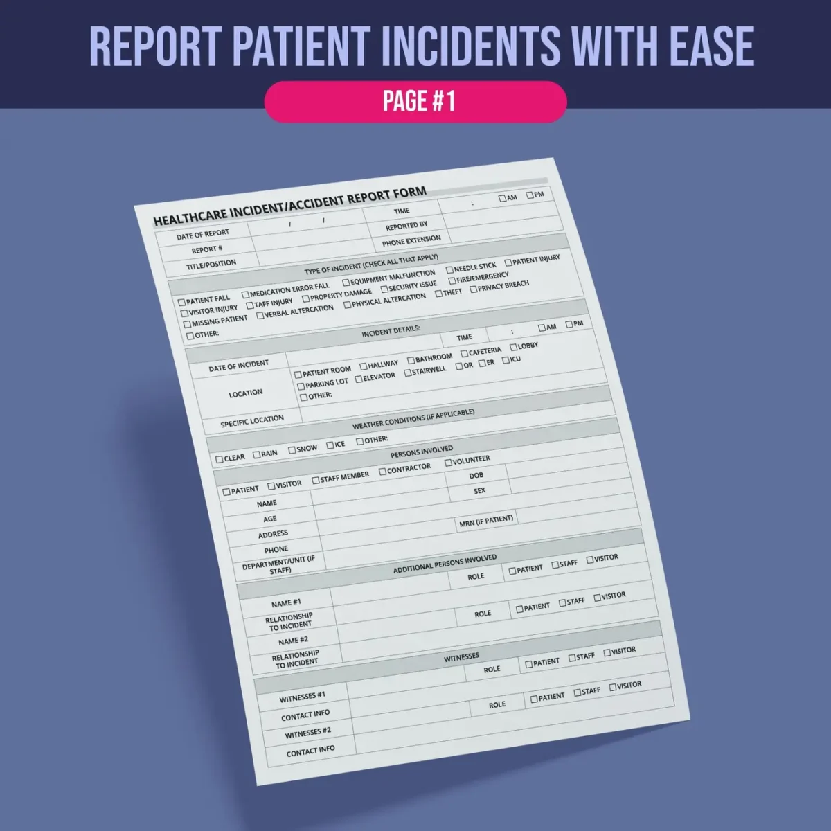 Healthcare Incident/Accident Report Form - Image 2