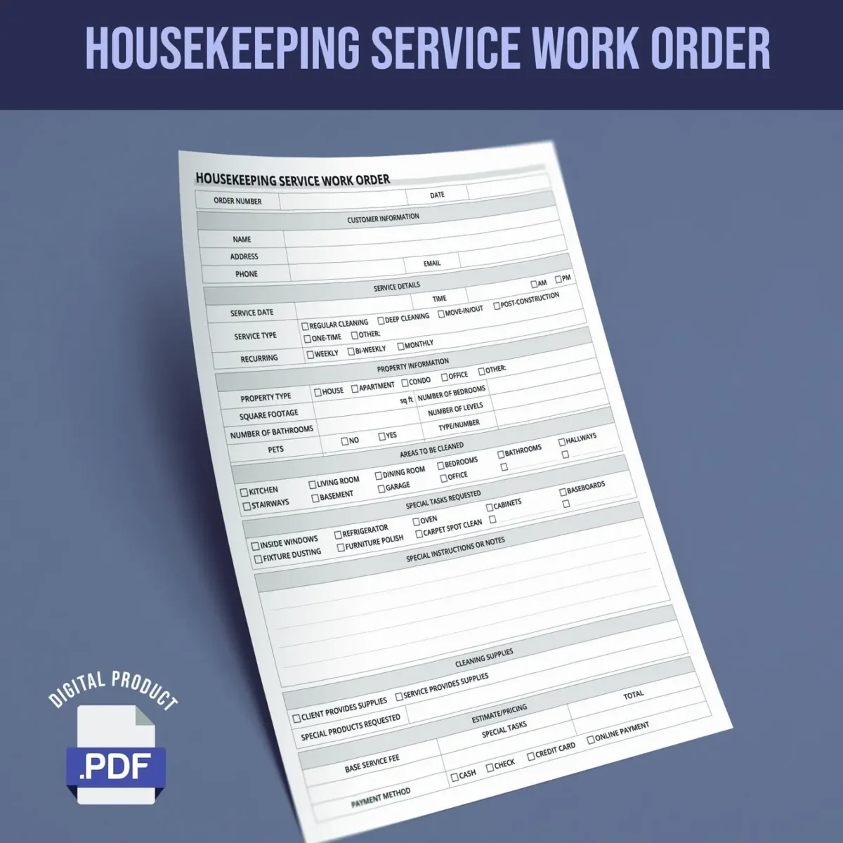 Housekeeping Service Work Order - Image 1