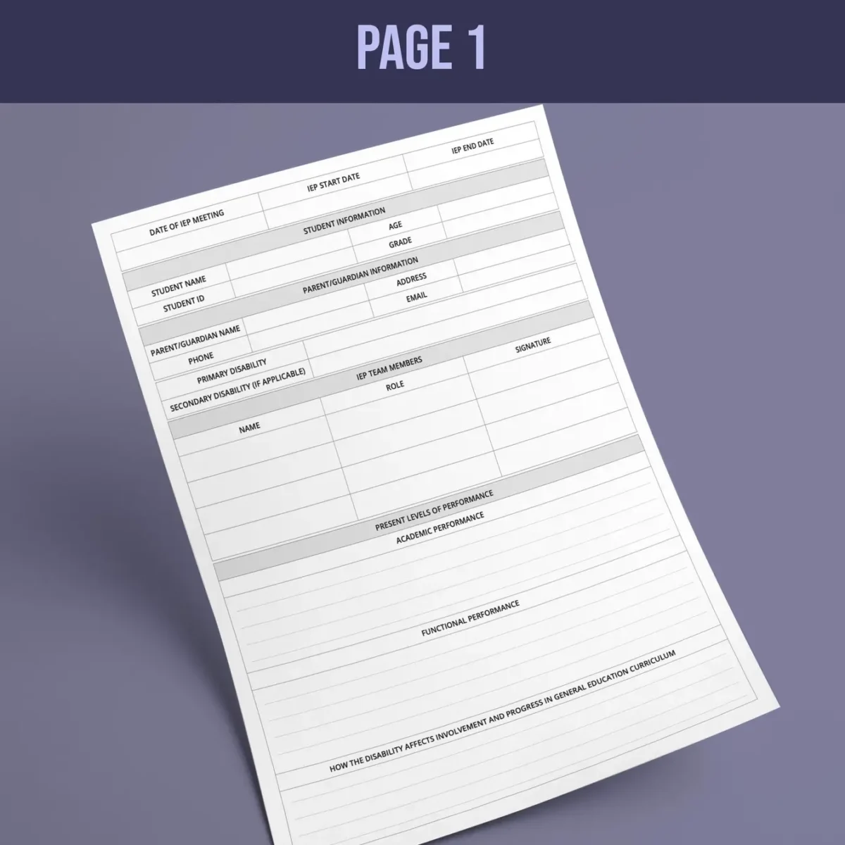 Individualized Education Plan (IEP) Form - Image 2