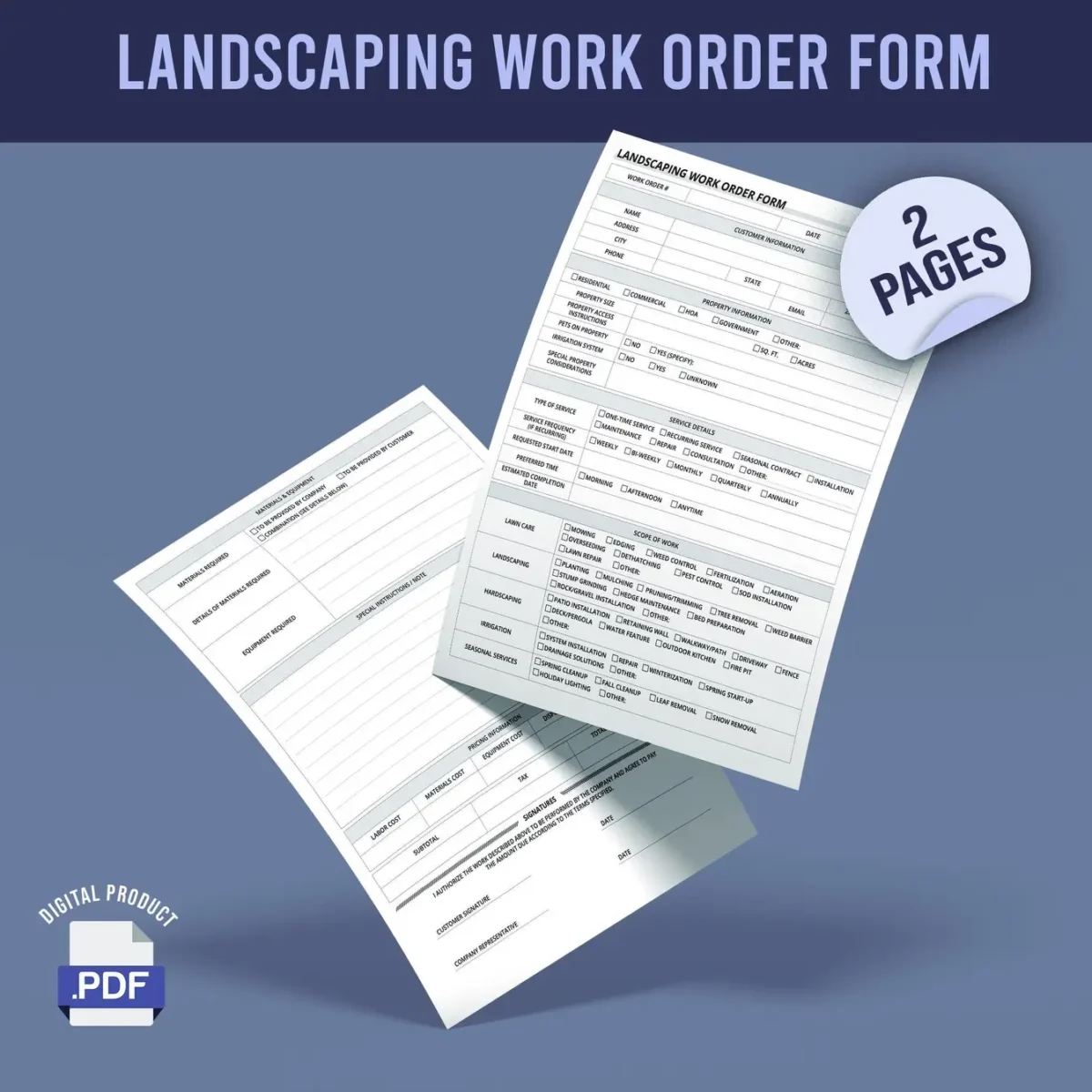 Landscaping Work Order Form - Image 1