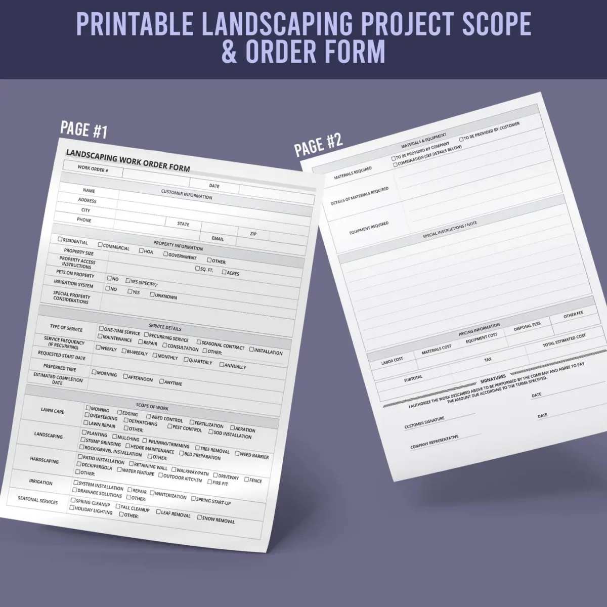 Landscaping Work Order Form - Image 2