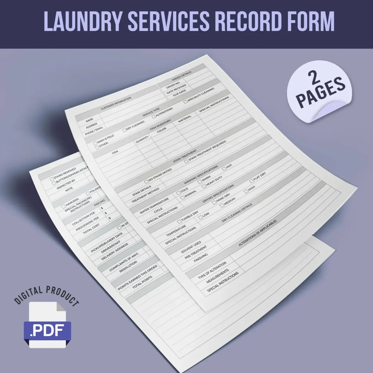 Laundry Services Record Form - Image 1