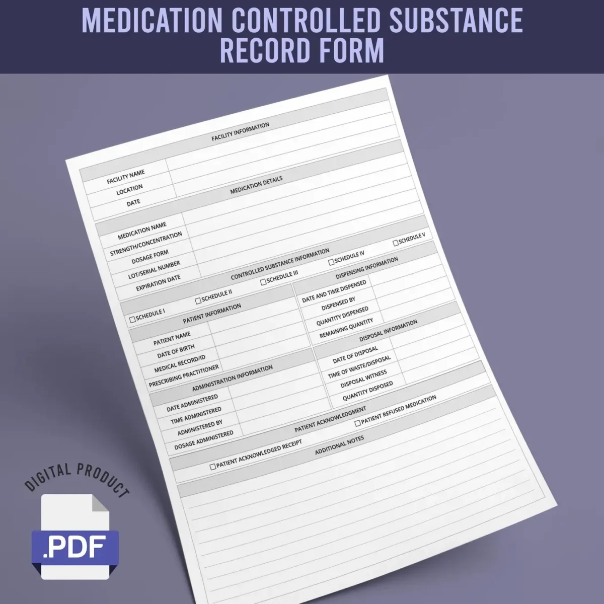 Medication Controlled Substance Record Form - Image 1