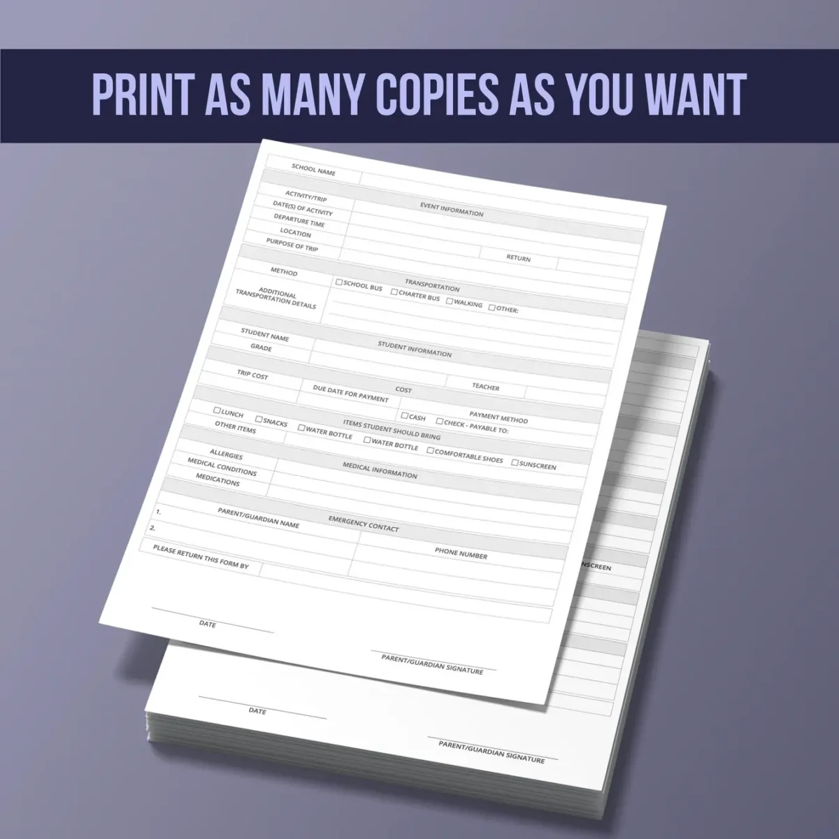 Parent/Guardian Permission Slip Form - Image 2
