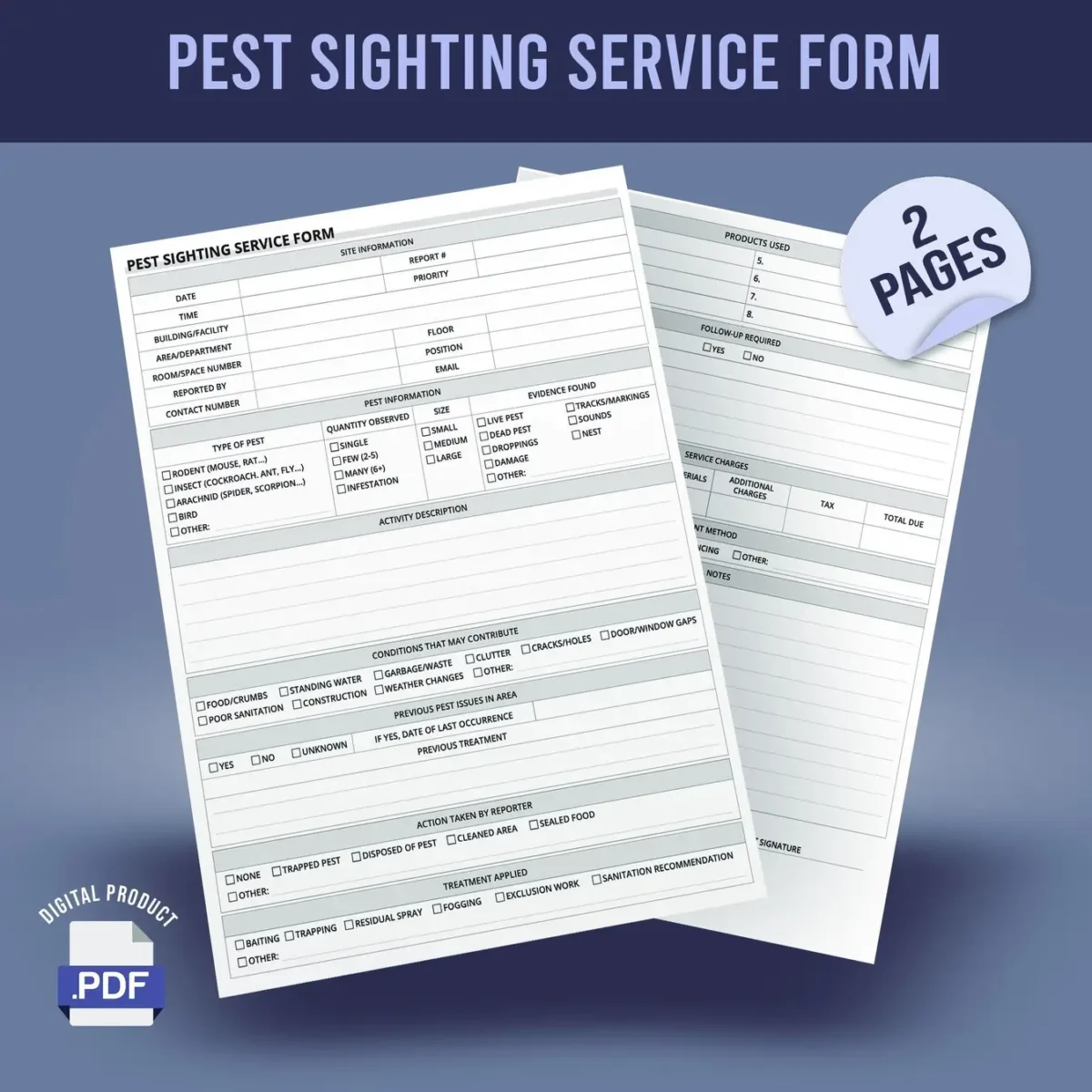 Pest Sighting Service Form - Image 1