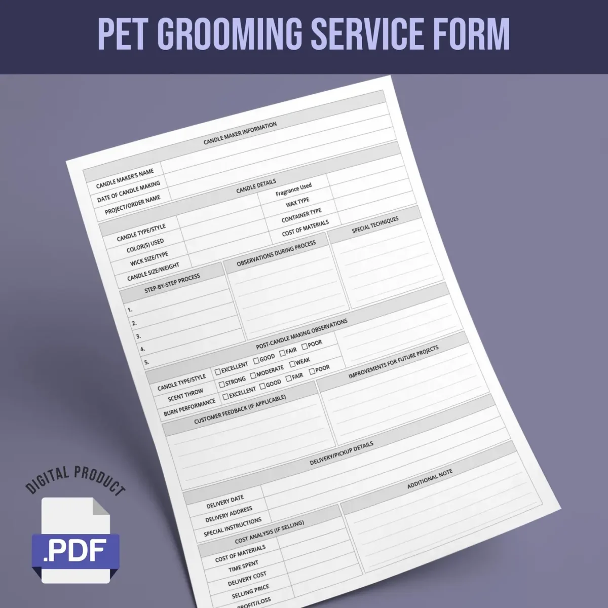 Pet Grooming Service Form - Image 1