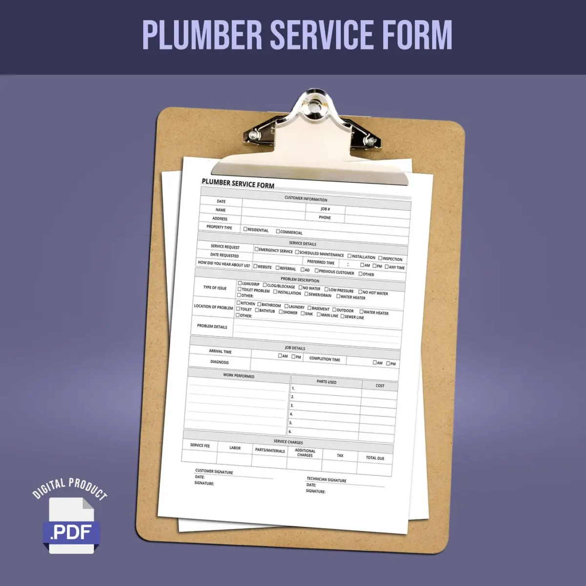 Plumber Service Form - Image 1