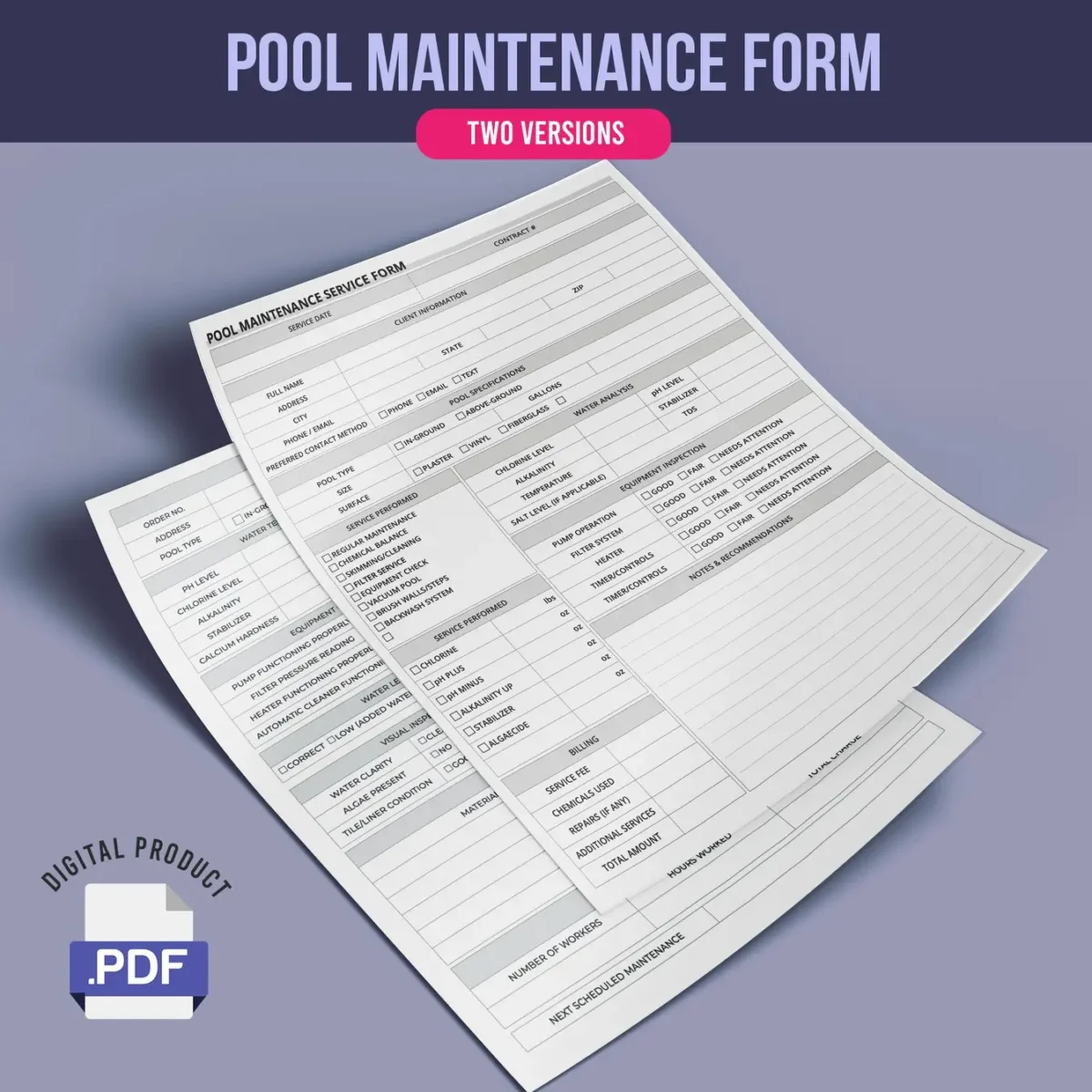 Pool Maintenance Form - Image 1