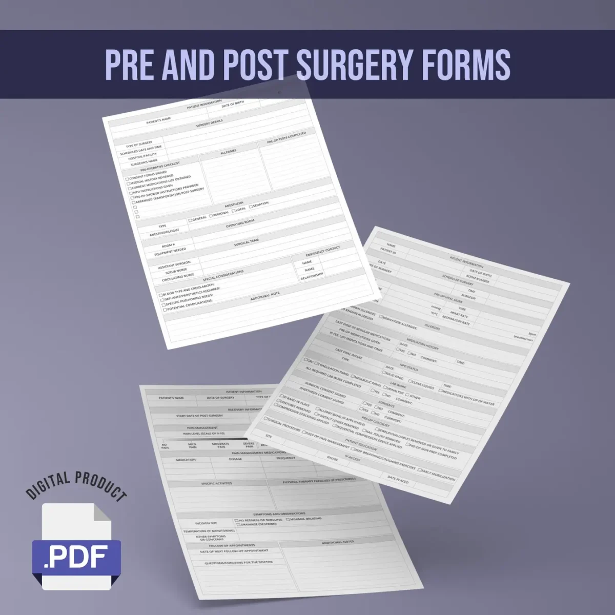 Pre and Post Surgery Forms - Image 1
