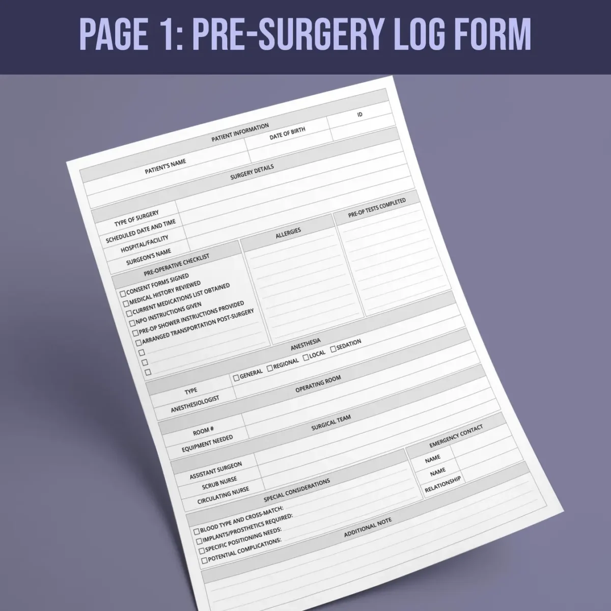 Pre and Post Surgery Forms - Image 2