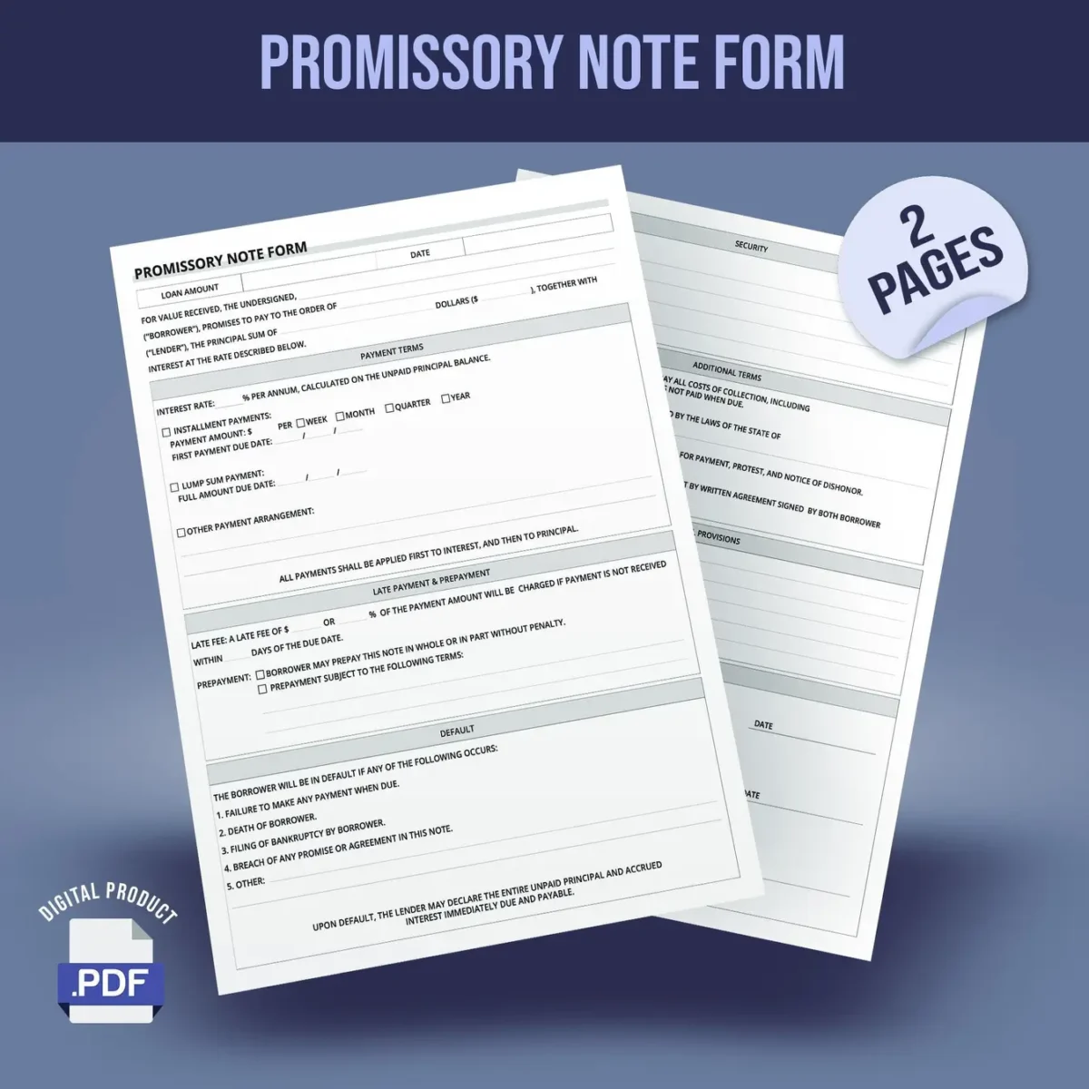 Promissory Note Form - Image 1