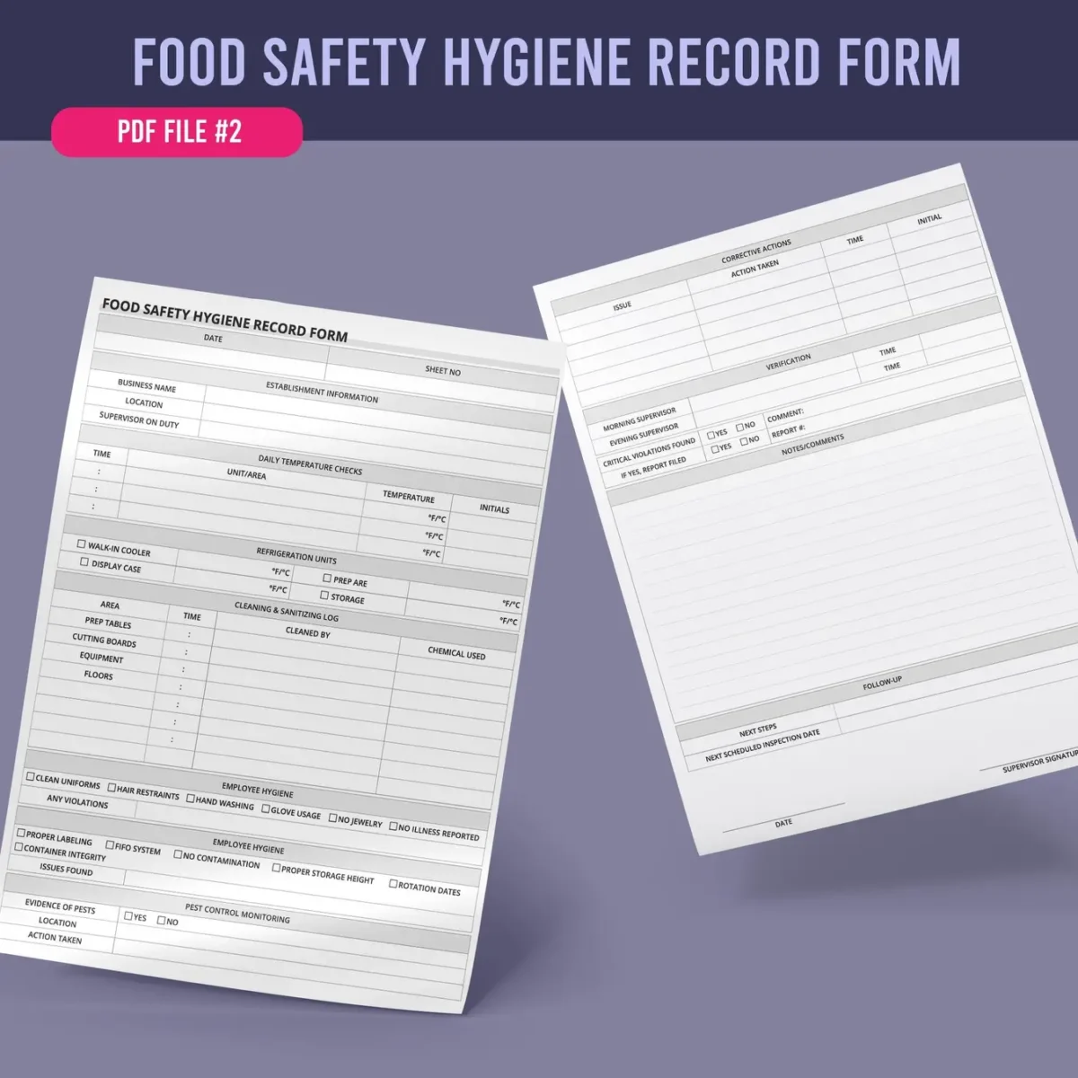 Restaurant Kitchen Tracking Forms Bundle - Image 3