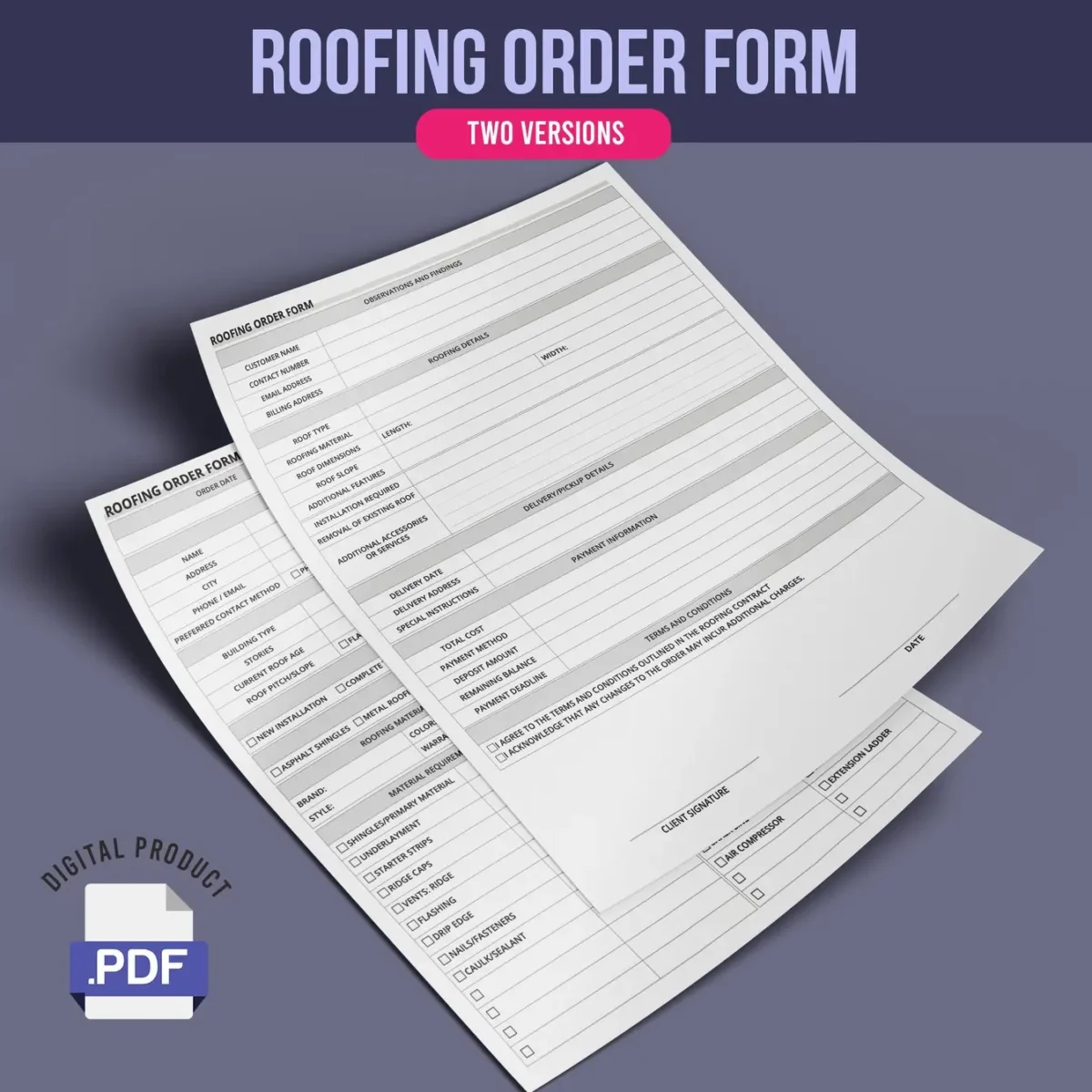 Roofing Work Order Form - Image 1