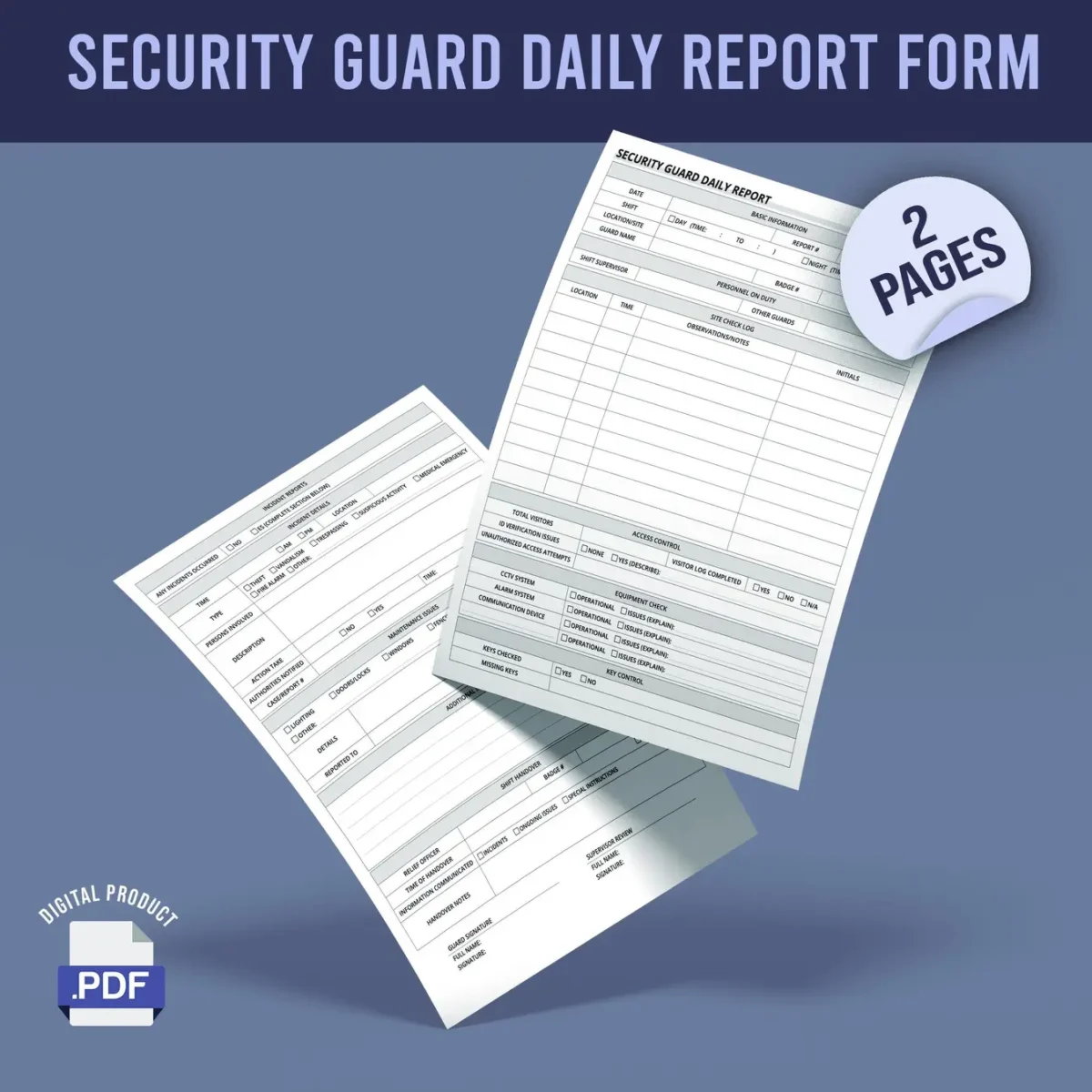 Security Guard Daily Report Forms - Image 1