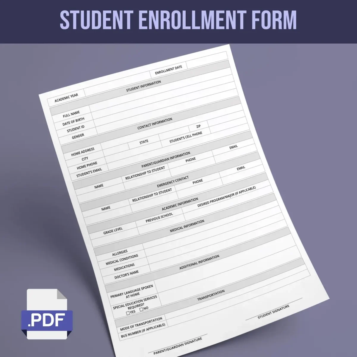 Student Enrollment Form - Image 1