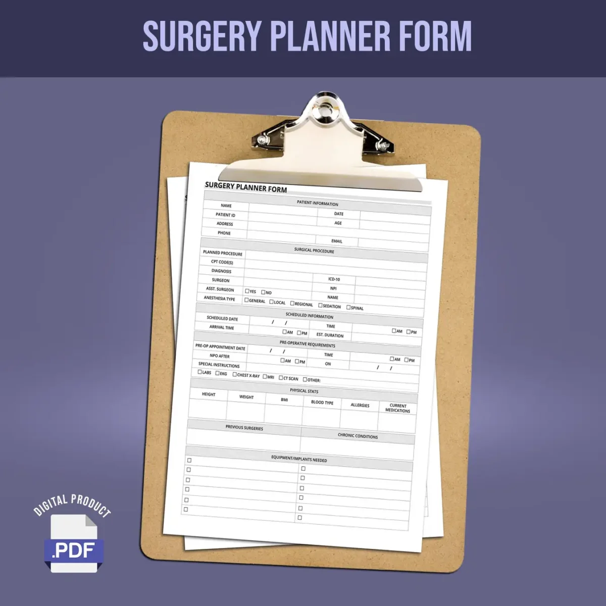 Surgery Planner Form - Image 1
