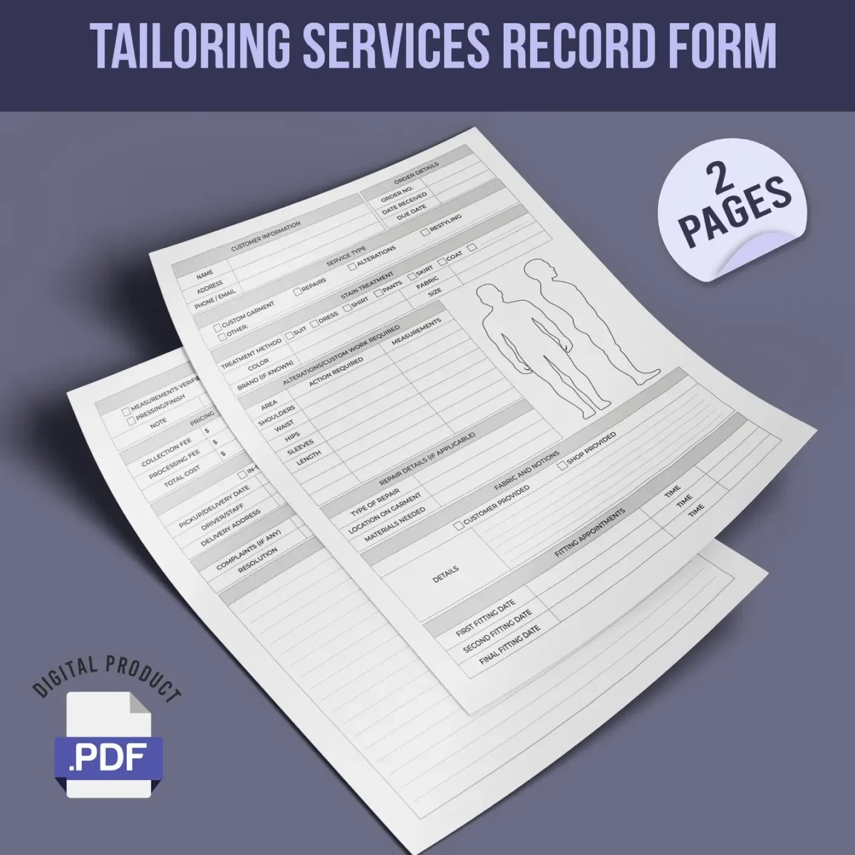Tailoring Services Record Form - Image 1