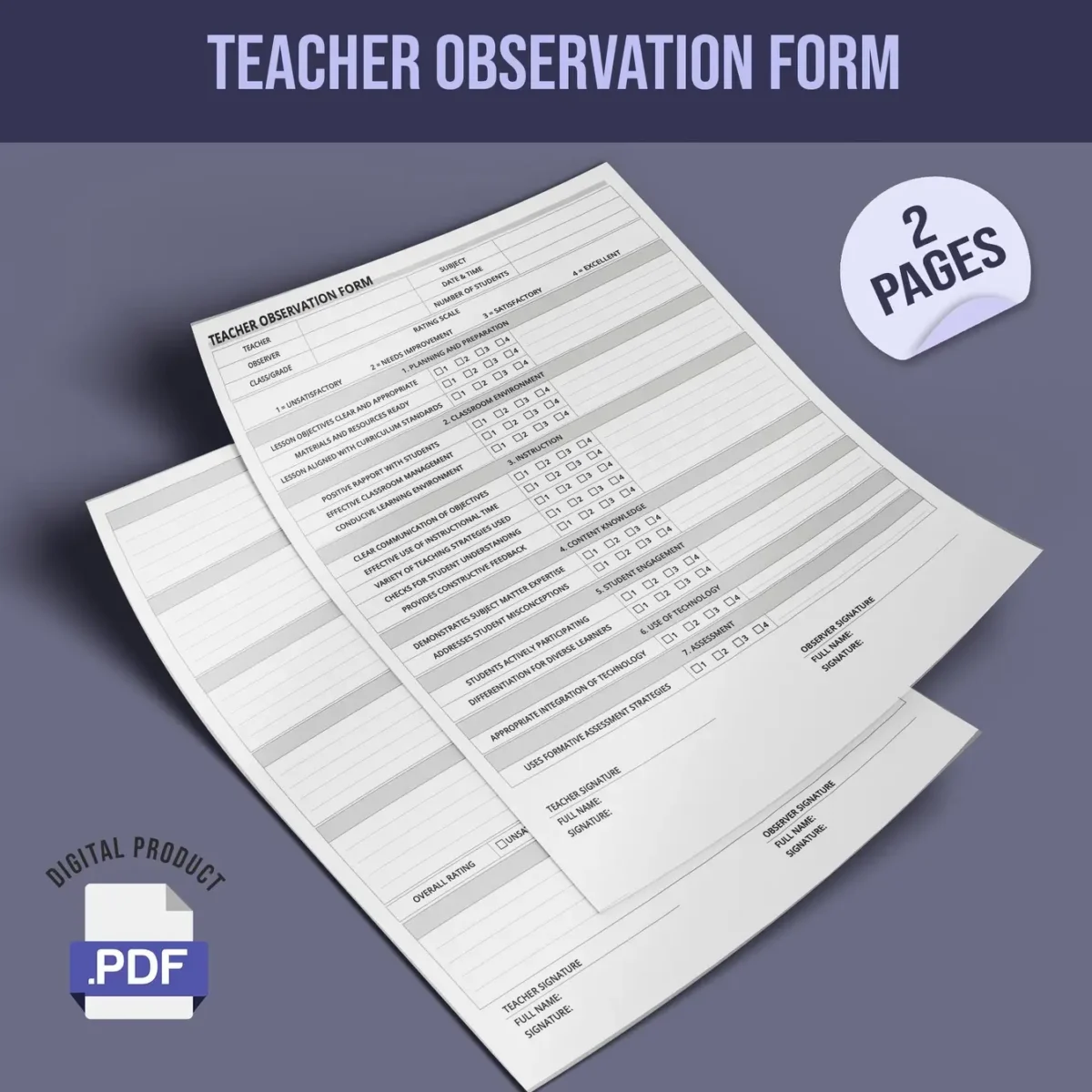 Teacher Observation Form - Image 1