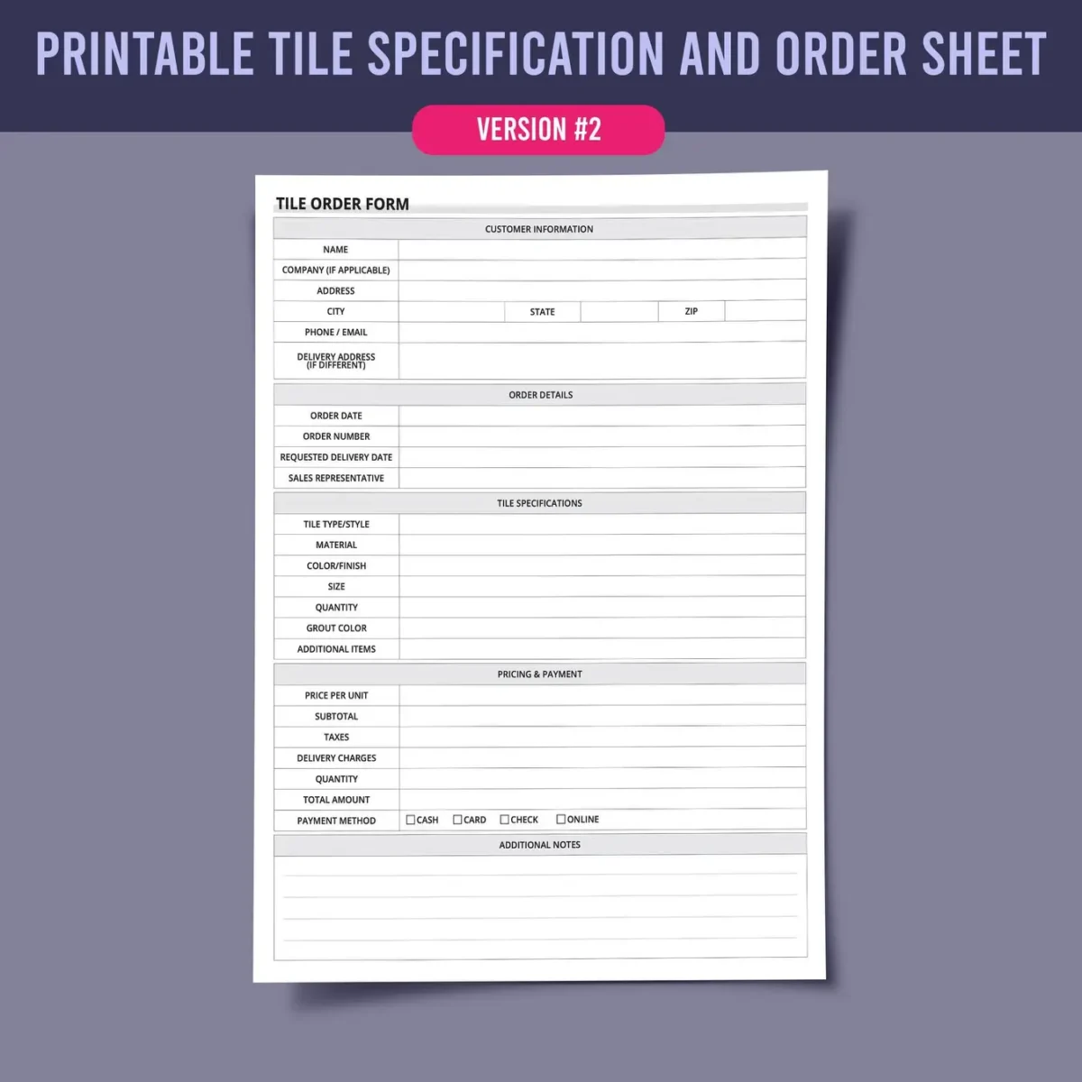 Tile Order Form - Image 3