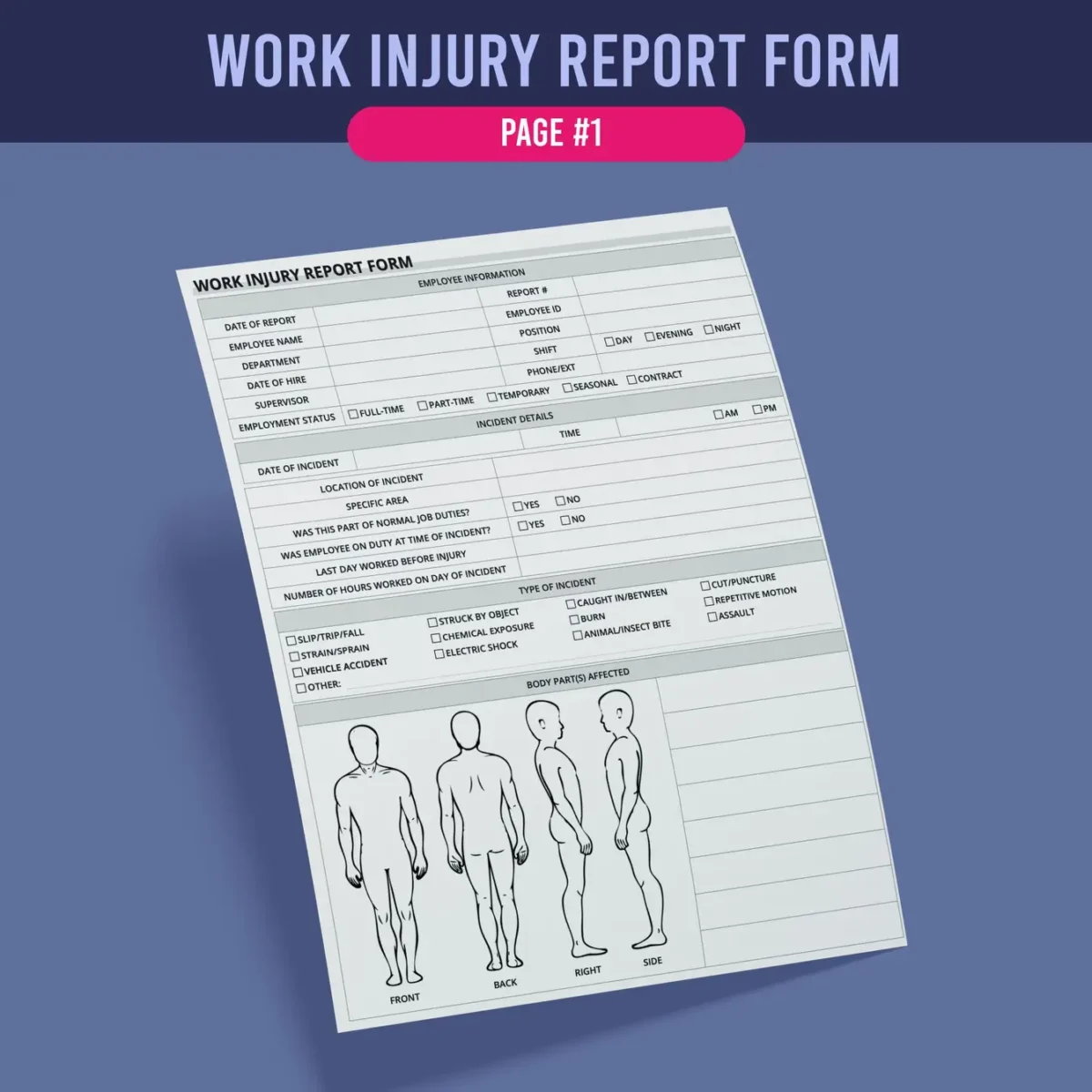 Work Injury Report Form - Image 2