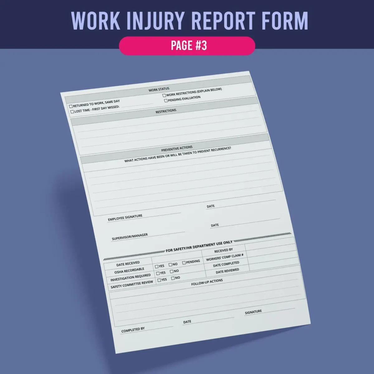 Work Injury Report Form - Image 4