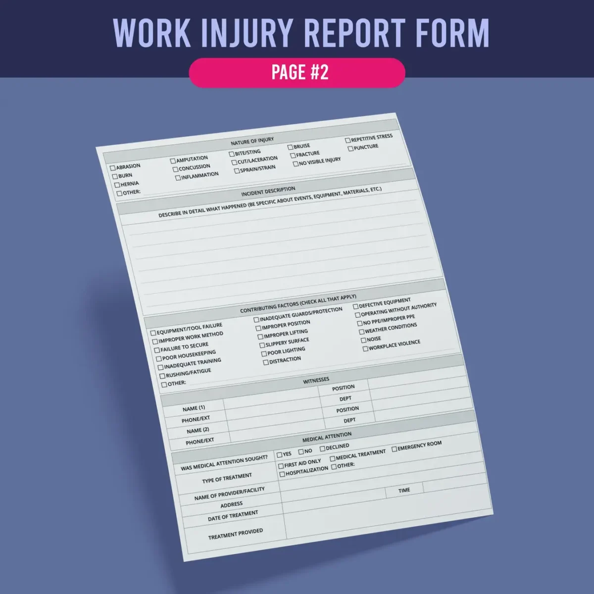 Work Injury Report Form - Image 3